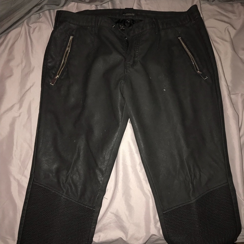Zara faux leather biker pants
